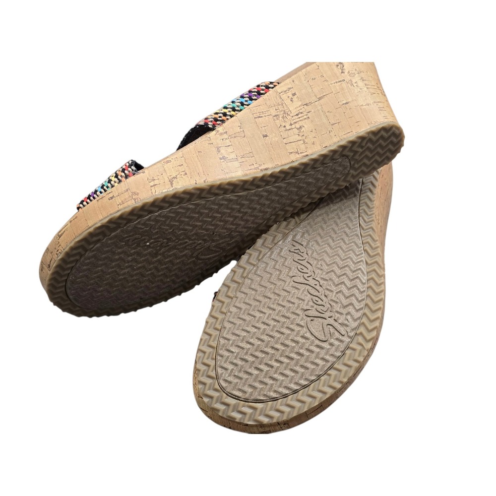 Skechers Luxe Foam Womens 9 Wedge Slide Sandals Multicolor Boho Comfort Coastal - Picture 4 of 7